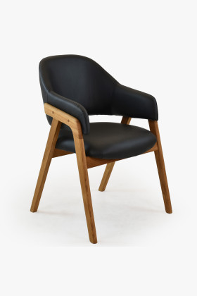 tölgyfa étkezőszék fekete easy clean szövet kárpittal karfával